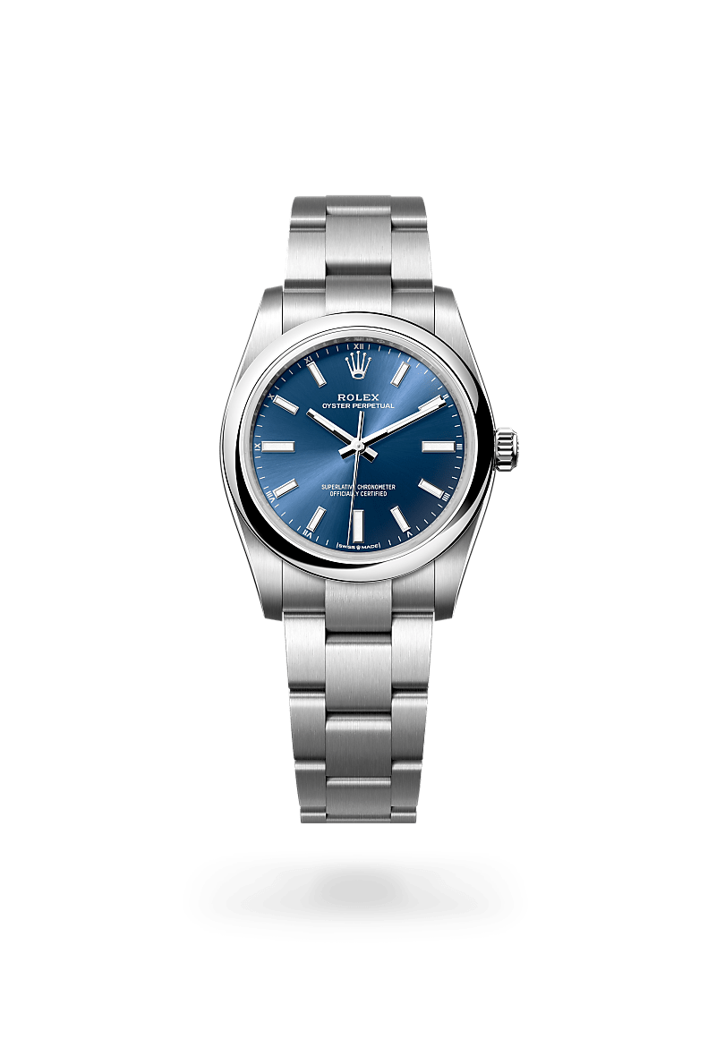 rolex OYSTER PERPETUAL front view in Oystersteel, M124200-0003 - Nowwatch