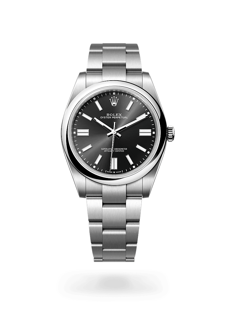 오이스터스틸 소재의 롤렉스 OYSTER PERPETUAL 정면, M124300-0002 - 나우워치