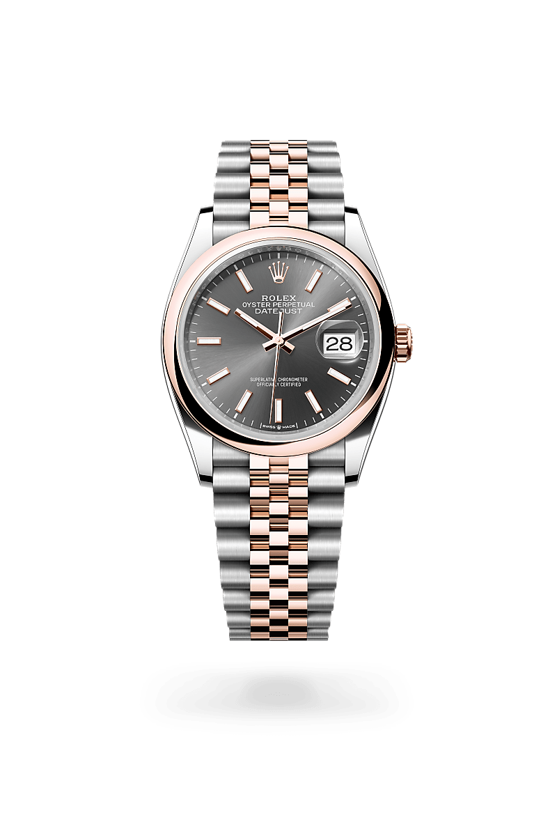 에버로즈 롤레조 - 오이스터스틸과 에버로즈 골드의 조합 소재의 롤렉스 DATEJUST 정면, M126201-0013 - 나우워치