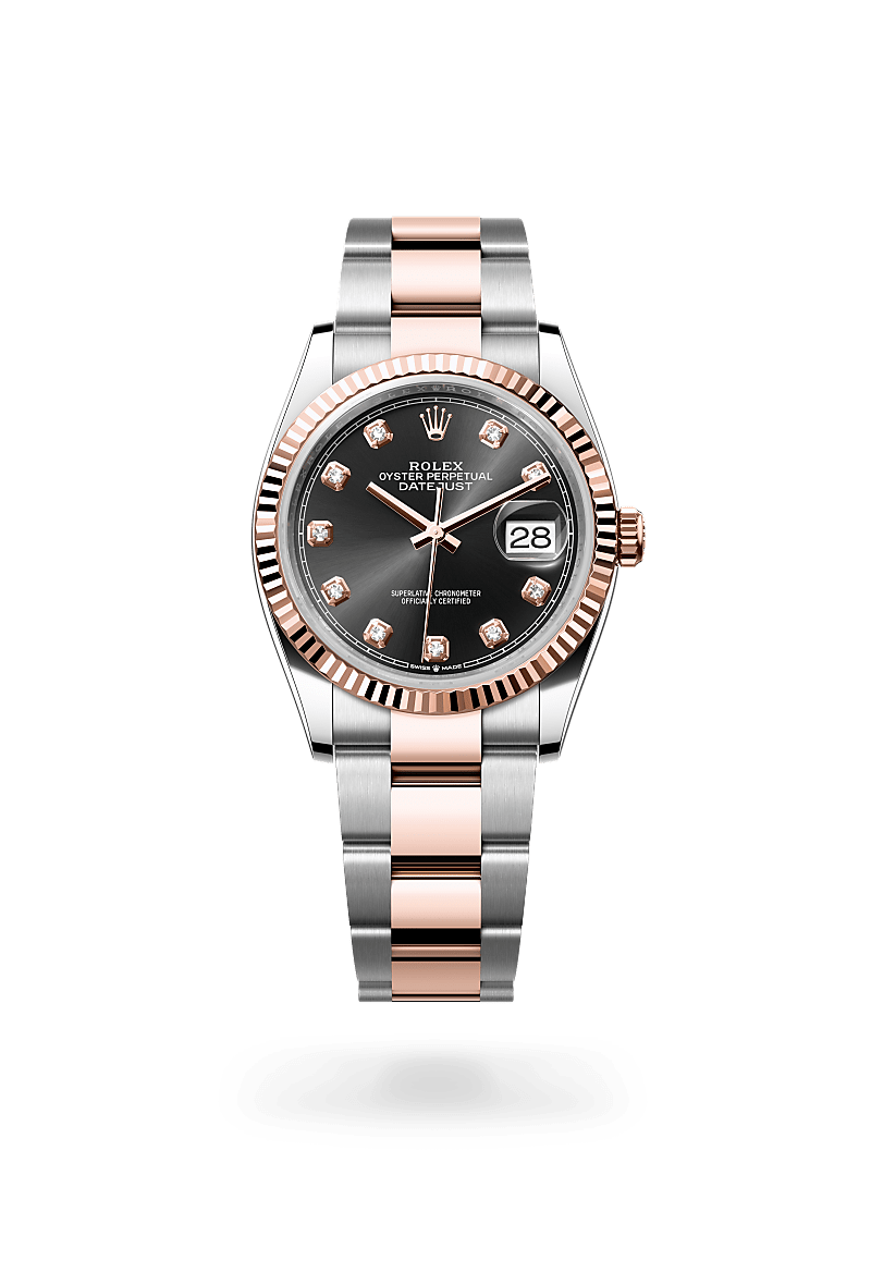 에버로즈 롤레조 - 오이스터스틸과 에버로즈 골드의 조합 소재의 롤렉스 DATEJUST 정면, M126231-0020 - 나우워치