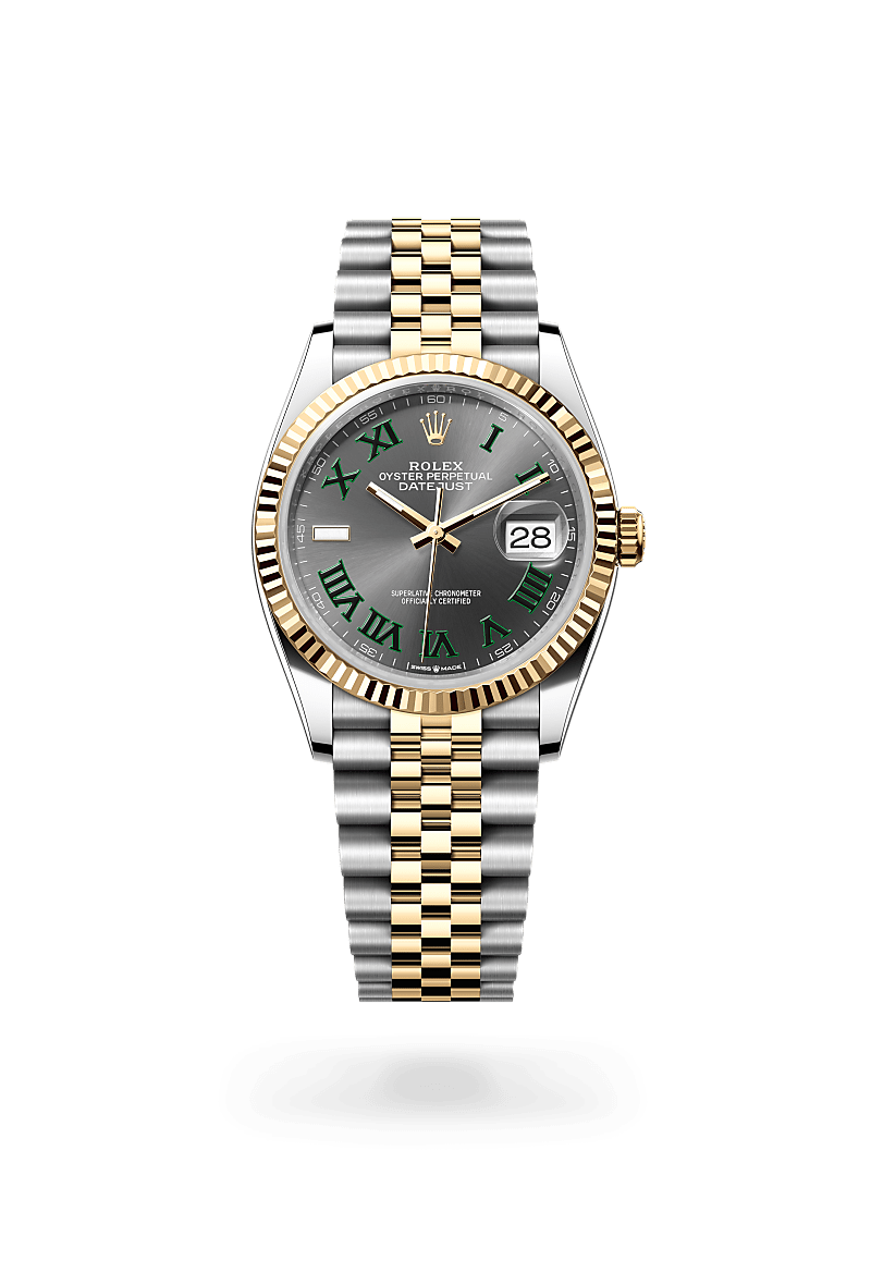 옐로우 롤레조 – 오이스터스틸과 옐로우 골드의 조합 소재의 롤렉스 DATEJUST 정면, M126233-0035 - 나우워치