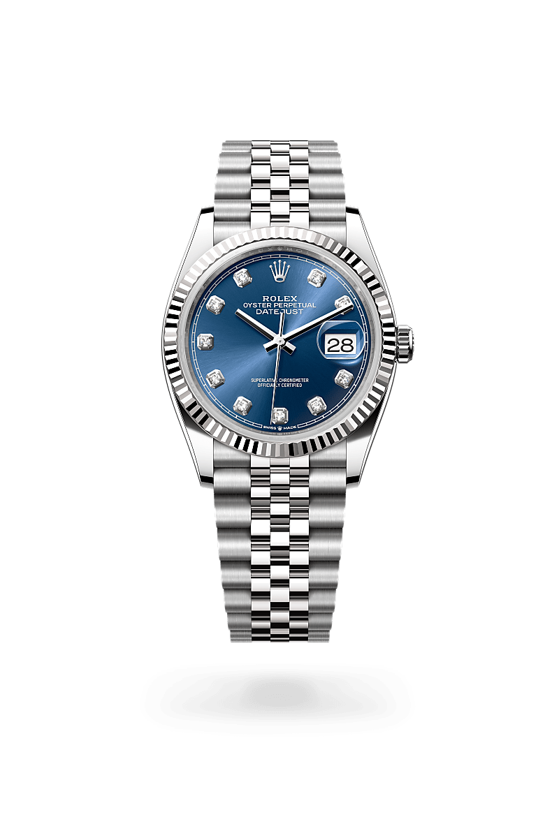 화이트 롤레조 – 오이스터스틸과 화이트 골드의 조합 소재의 롤렉스 DATEJUST 정면, M126234-0037 - 나우워치