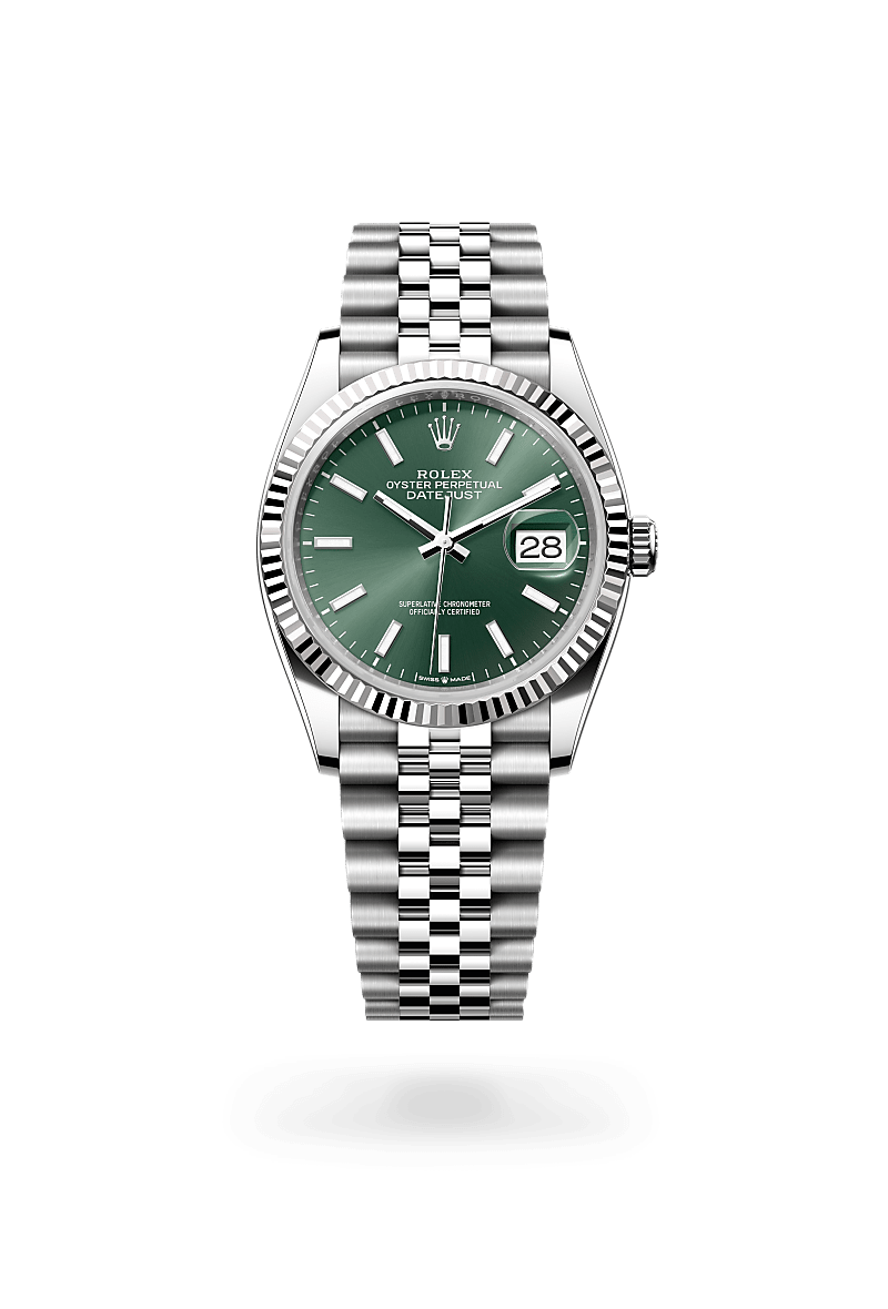 화이트 롤레조 – 오이스터스틸과 화이트 골드의 조합 소재의 롤렉스 DATEJUST 정면, M126234-0051 - 나우워치