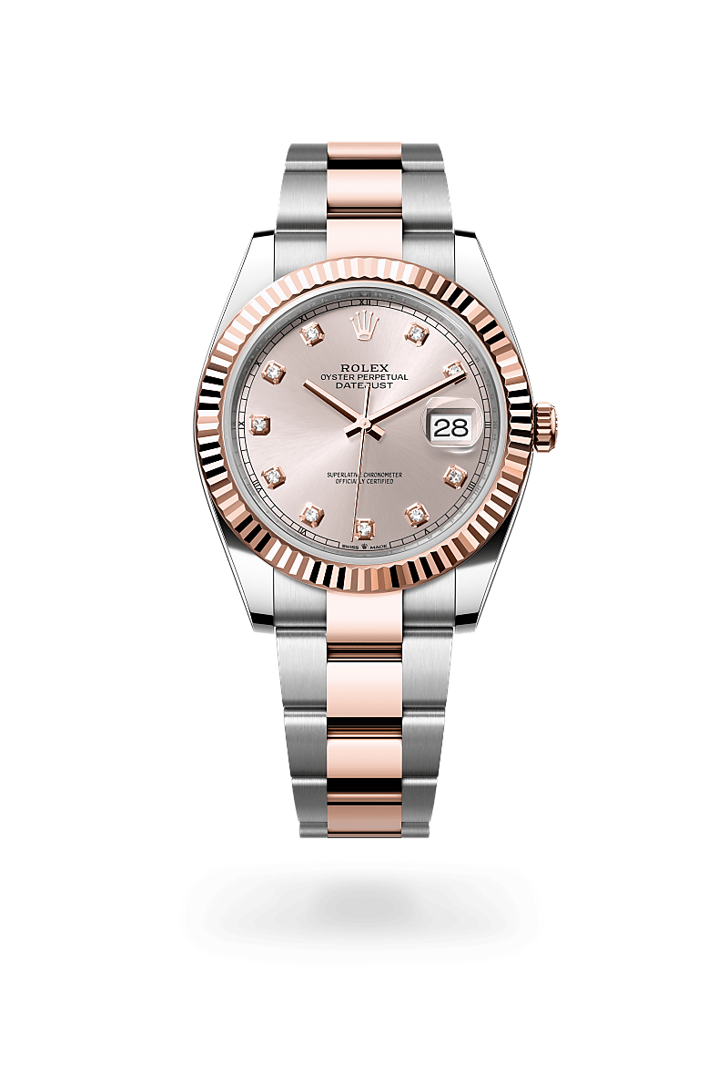 에버로즈 롤레조 - 오이스터스틸과 에버로즈 골드의 조합 소재의 롤렉스 DATEJUST 정면, M126331-0007 - 나우워치