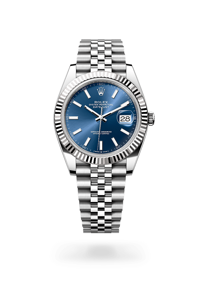 화이트 롤레조 – 오이스터스틸과 화이트 골드의 조합 소재의 롤렉스 DATEJUST 정면, M126334-0002 - 나우워치