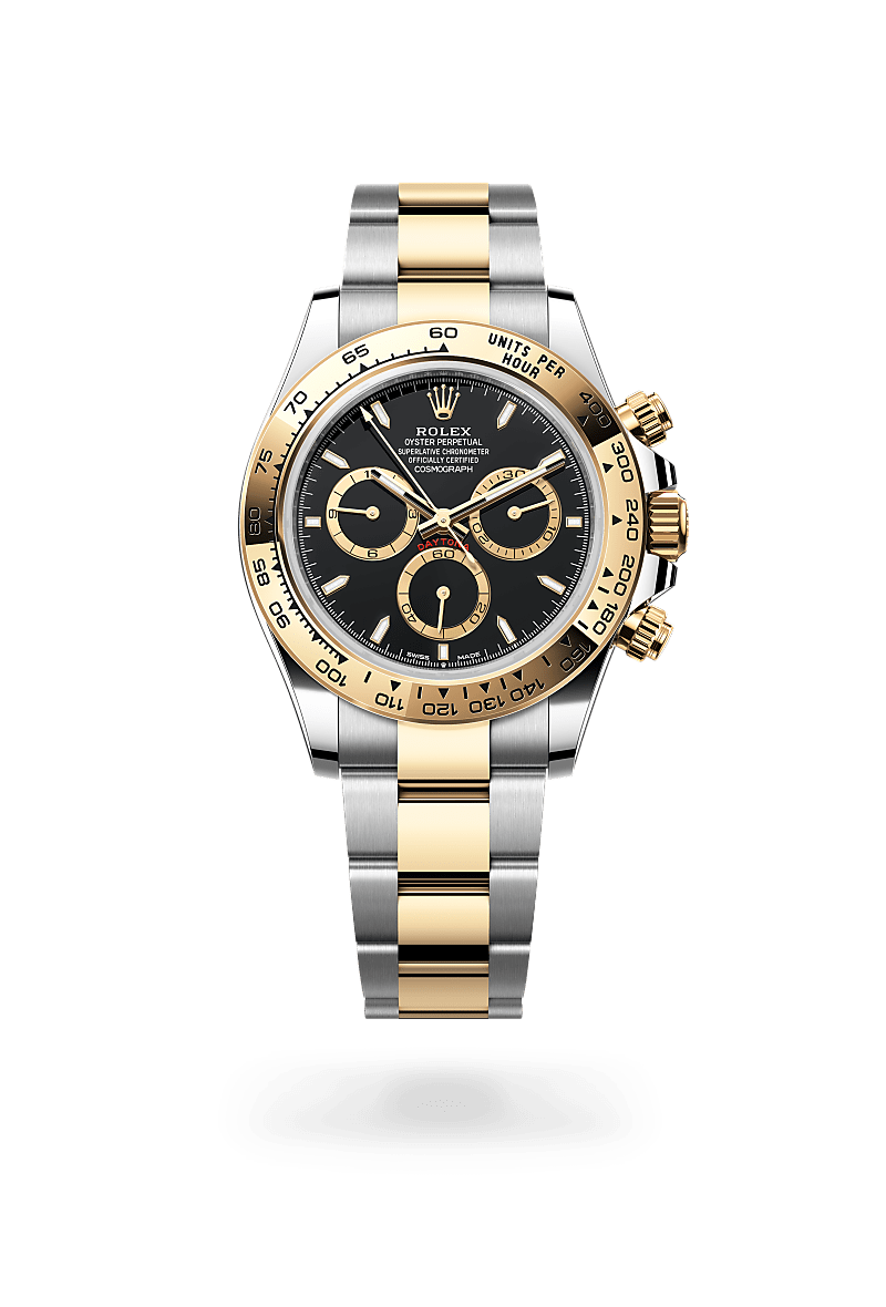 옐로우 롤레조 – 오이스터스틸과 옐로우 골드의 조합 소재의 롤렉스 COSMOGRAPH DAYTONA 정면, M126503-0003 - 나우워치