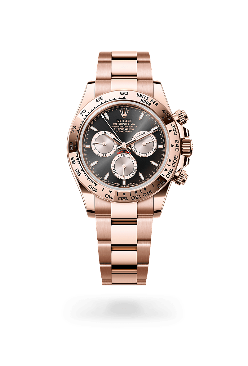 rolex COSMOGRAPH DAYTONA front view in 18 ct Everose gold, M126505-0001 - Nowwatch