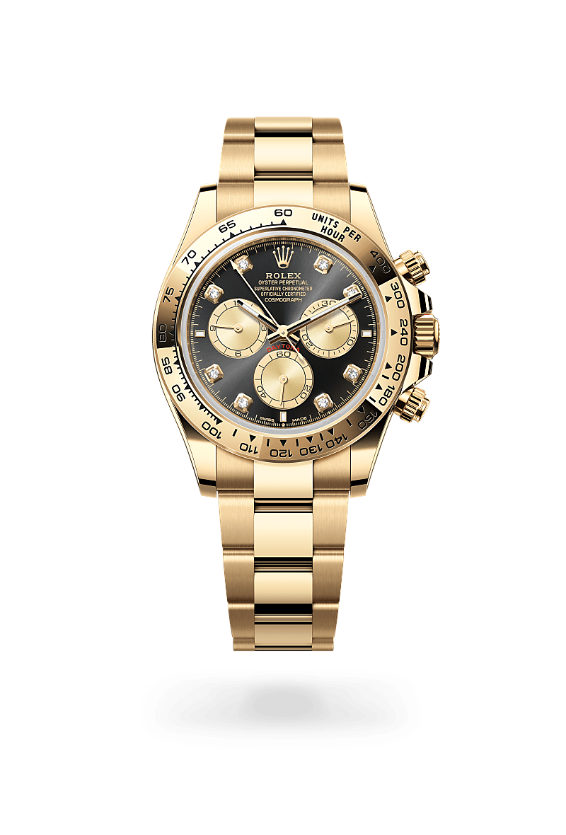 rolex COSMOGRAPH DAYTONA front view in 18 ct yellow gold, M126508-0003 - Nowwatch