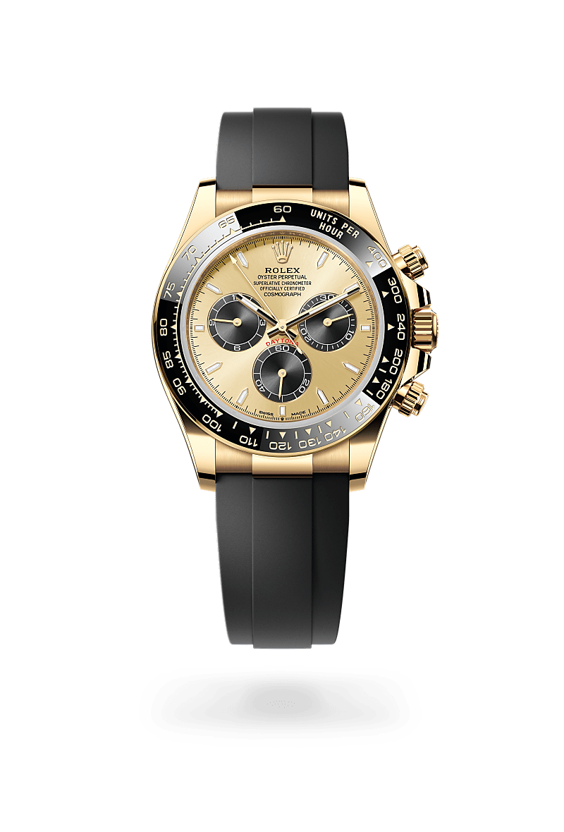 rolex COSMOGRAPH DAYTONA front view in 18 ct yellow gold, M126518LN-0012 - Nowwatch