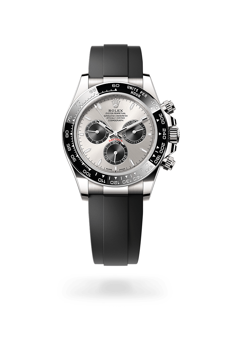 18캐럿 화이트 골드 소재의 롤렉스 COSMOGRAPH DAYTONA 정면, M126519LN-0006 - 나우워치