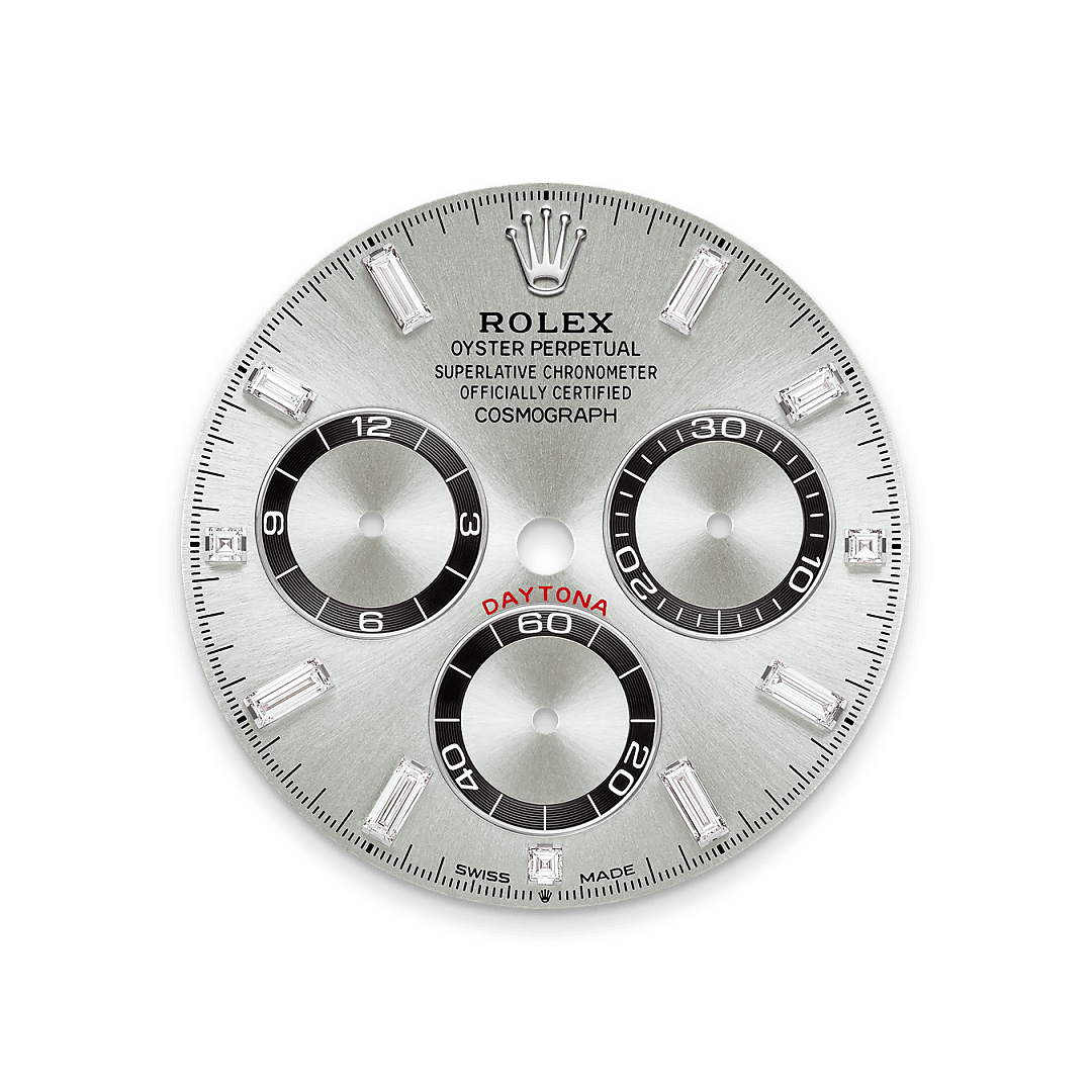 18캐럿 화이트 골드, 다이아몬드가 세팅된 러그 소재의 롤렉스 Cosmograph Daytona 다이얼, M126539TBR-0002 - 나우워치