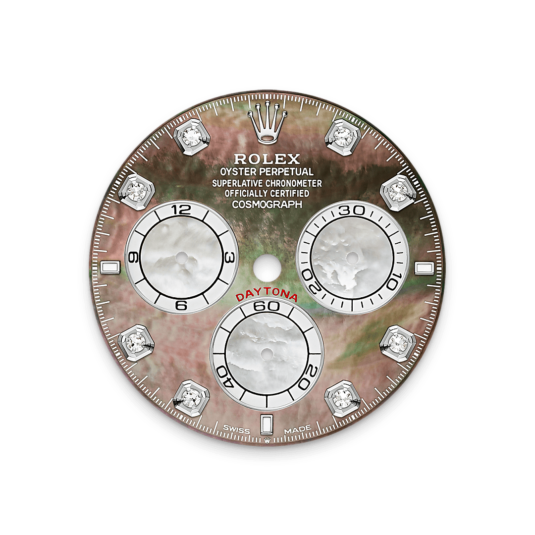 18캐럿 화이트 골드 소재의 롤렉스 Cosmograph Daytona 다이얼, M126579RBR-0001 - 나우워치