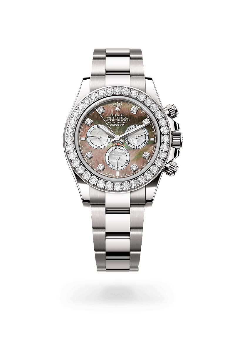 18캐럿 화이트 골드 소재의 롤렉스 COSMOGRAPH DAYTONA 정면, M126579RBR-0001 - 나우워치