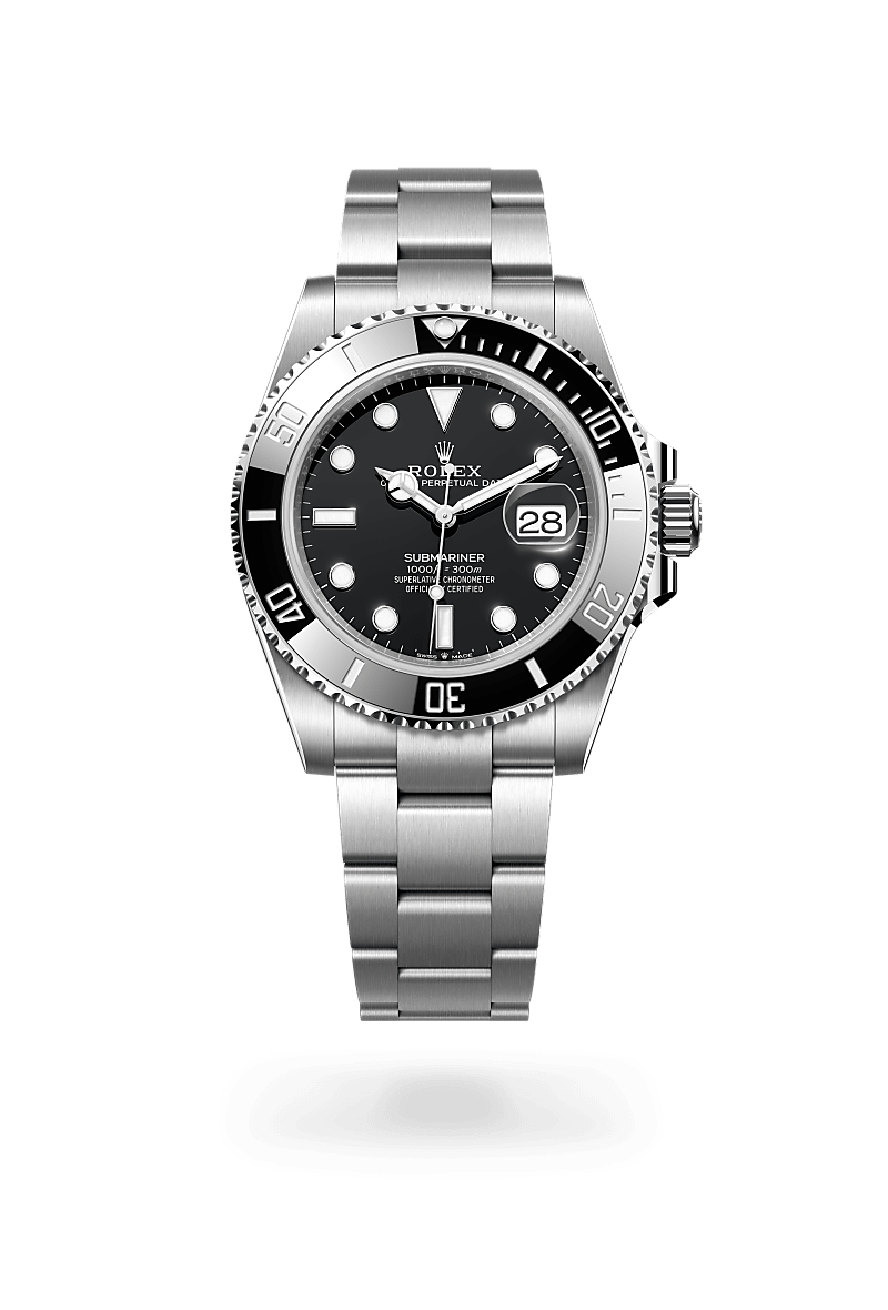 rolex SUBMARINER front view in Oystersteel, M126610LN-0001 - Nowwatch