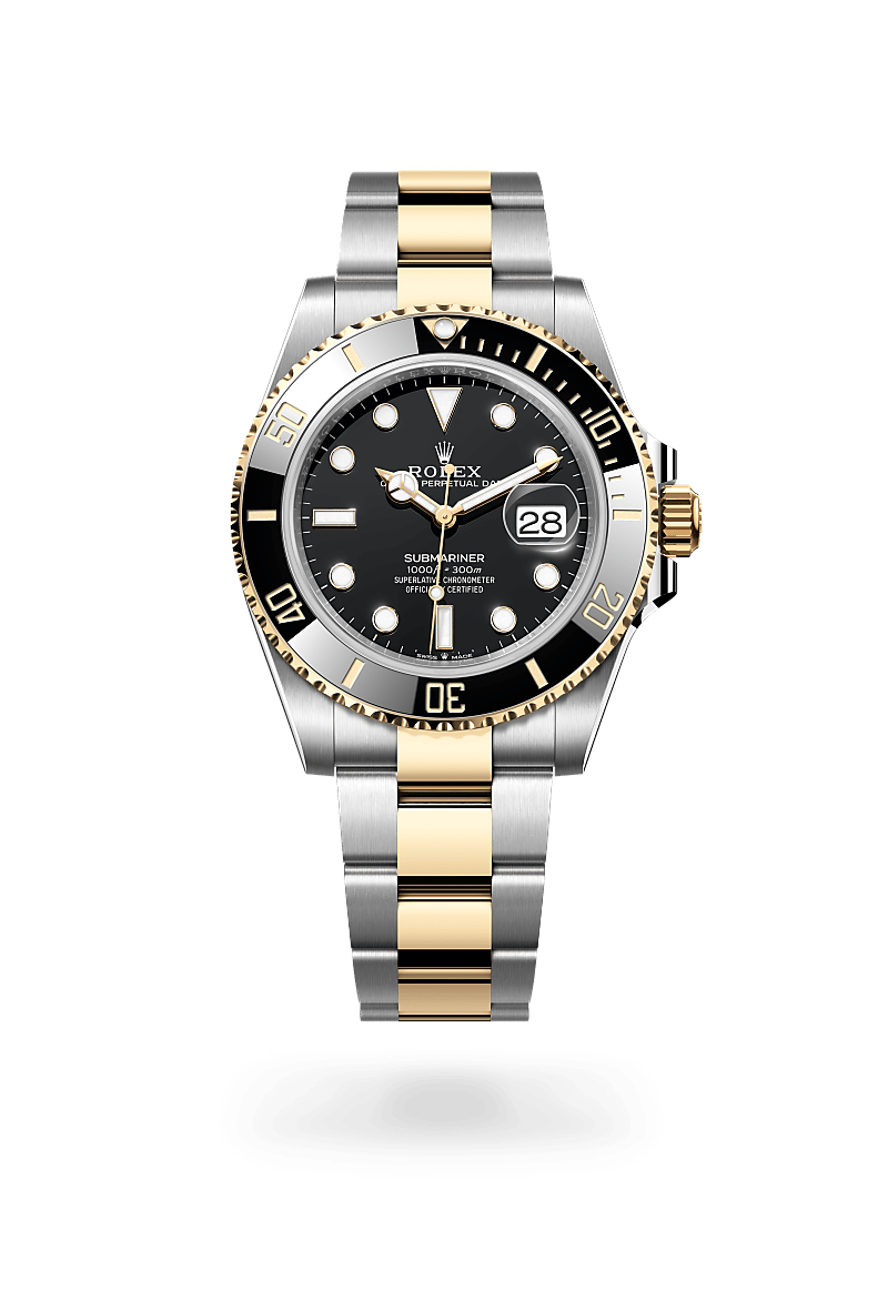 rolex SUBMARINER front view in Yellow Rolesor - combination of Oystersteel and yellow gold, M126613LN-0002 - Nowwatch