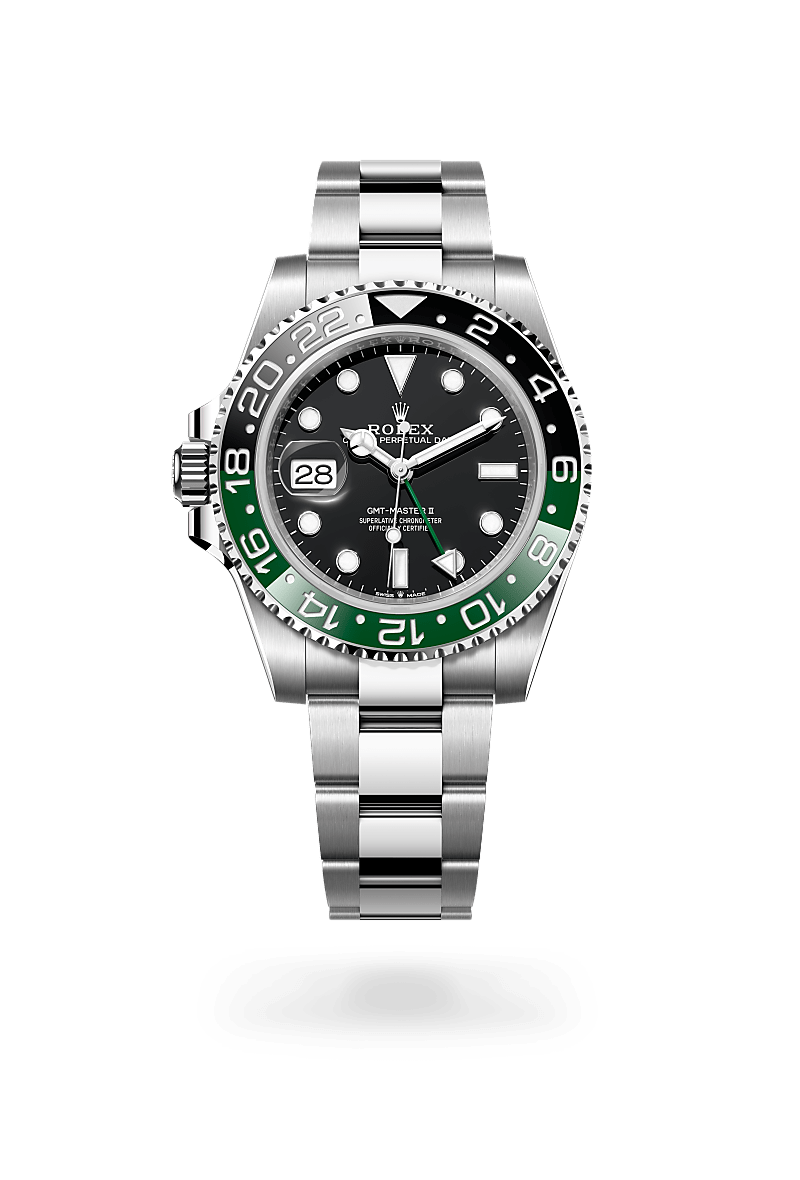 rolex GMT-MASTER II front view in Oystersteel, M126720VTNR-0001 - Nowwatch