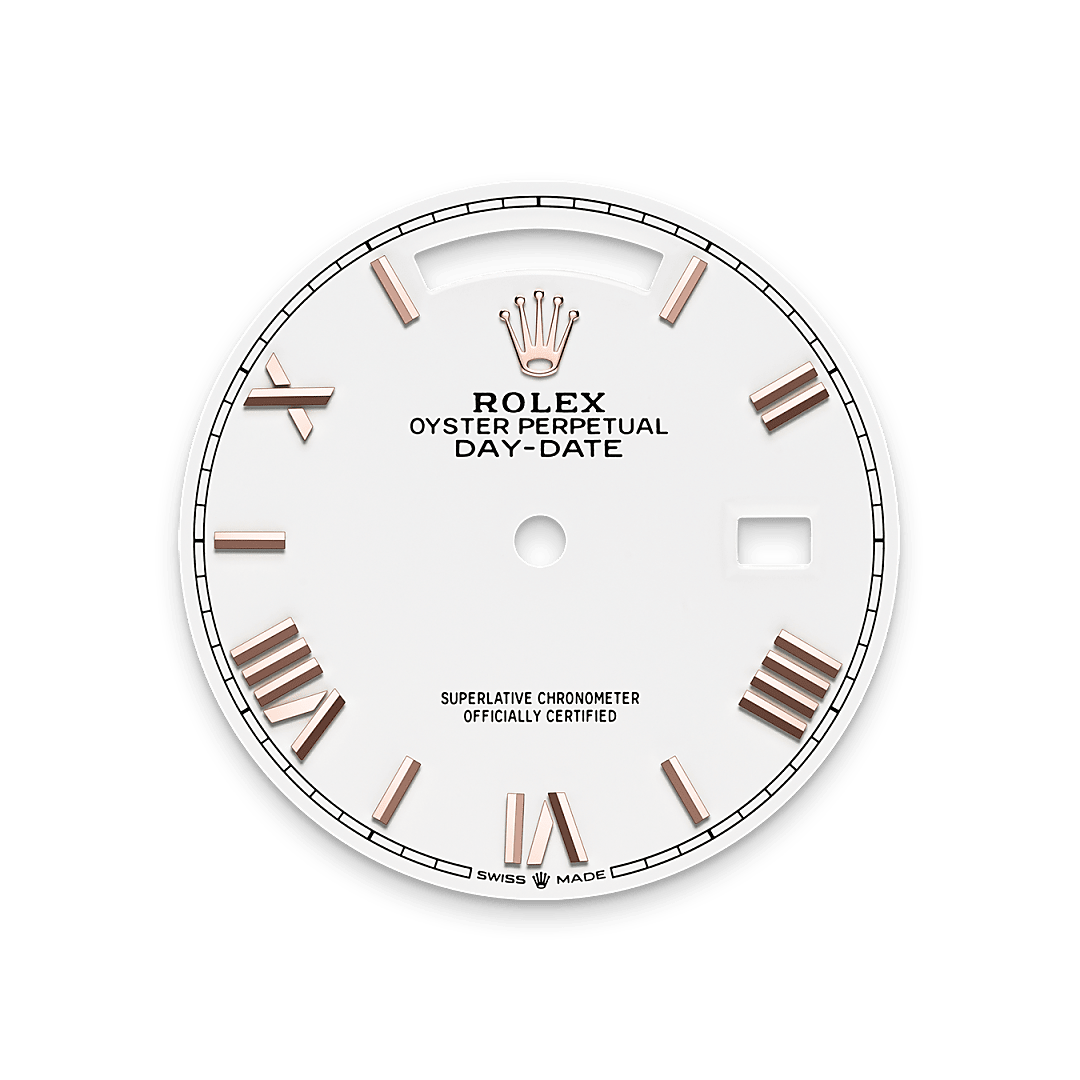 rolex Day-Date 36 dial in 18 ct Everose gold, M128235-0070 - Nowwatch