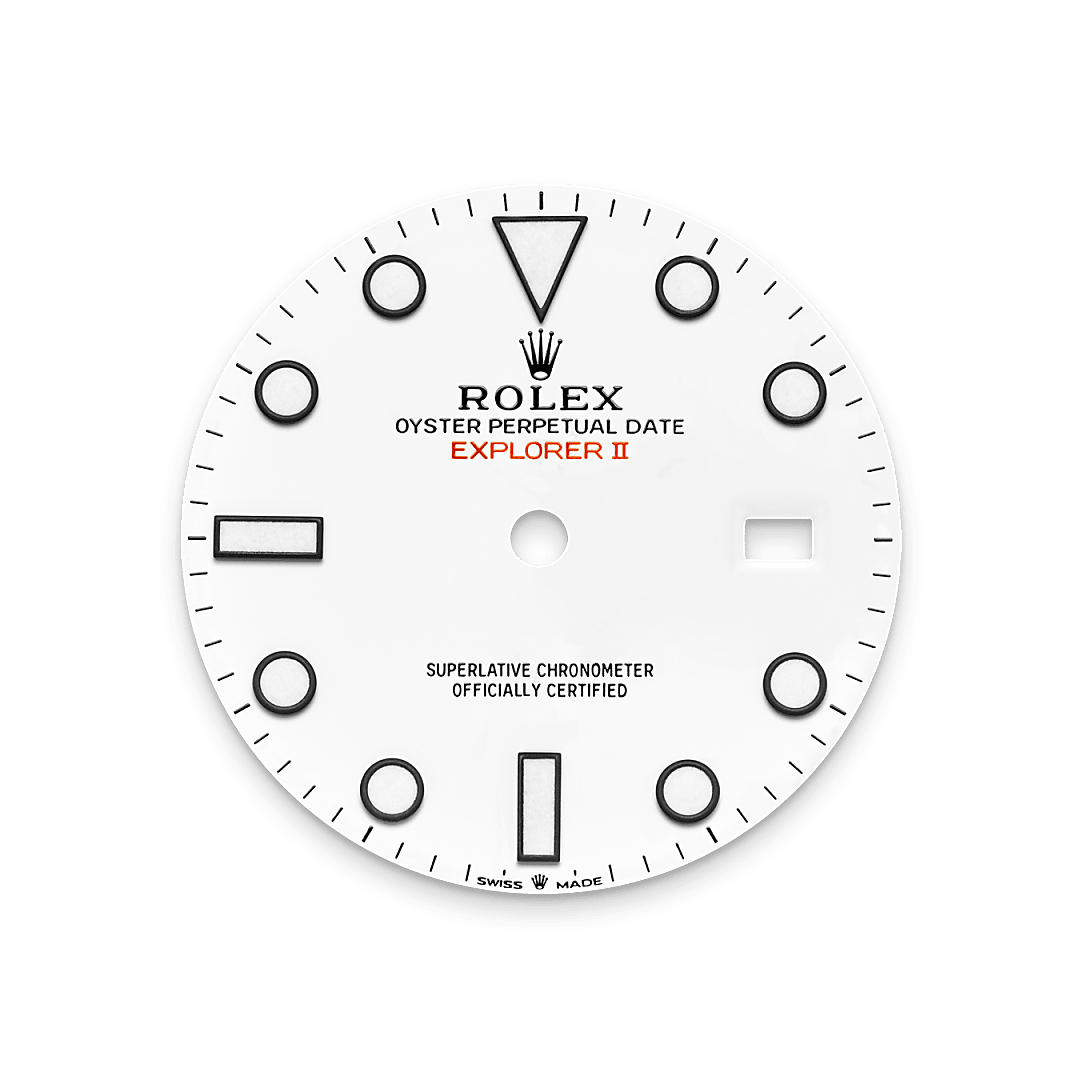 오이스터스틸 소재의 롤렉스 Explorer II 다이얼, M226570-0001 - 나우워치