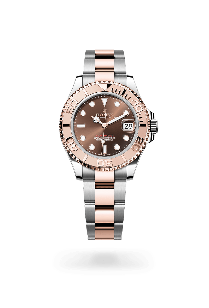 rolex YACHT-MASTER front view in Everose Rolesor - combination of Oystersteel and Everose gold, M268621-0003 - Nowwatch