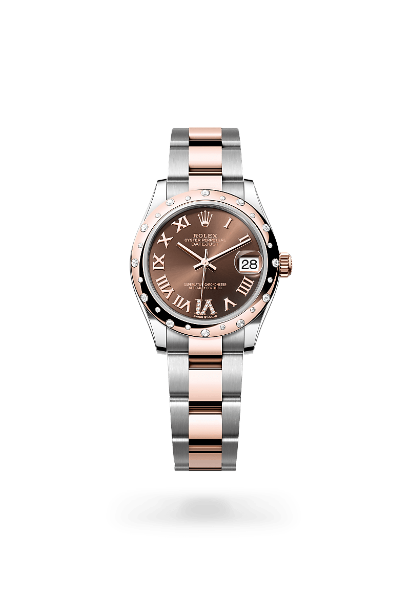 rolex DATEJUST front view in Everose Rolesor - combination of Oystersteel and Everose gold, M278341RBR-0003 - Nowwatch