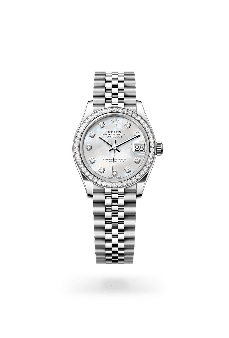 화이트 롤레조 – 오이스터스틸과 화이트 골드의 조합 소재의 롤렉스 DATEJUST 정면, M278384RBR-0008 - 나우워치