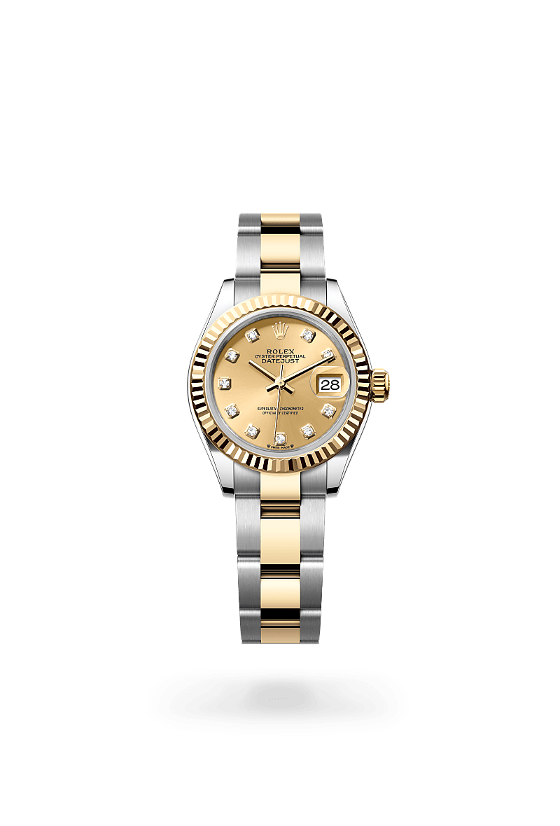 옐로우 롤레조 – 오이스터스틸과 옐로우 골드의 조합 소재의 롤렉스 LADY-DATEJUST 정면, M279173-0012 - 나우워치