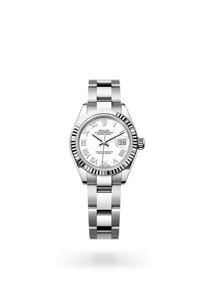 화이트 롤레조 – 오이스터스틸과 화이트 골드의 조합 소재의 롤렉스 LADY-DATEJUST 정면, M279174-0020 - 나우워치