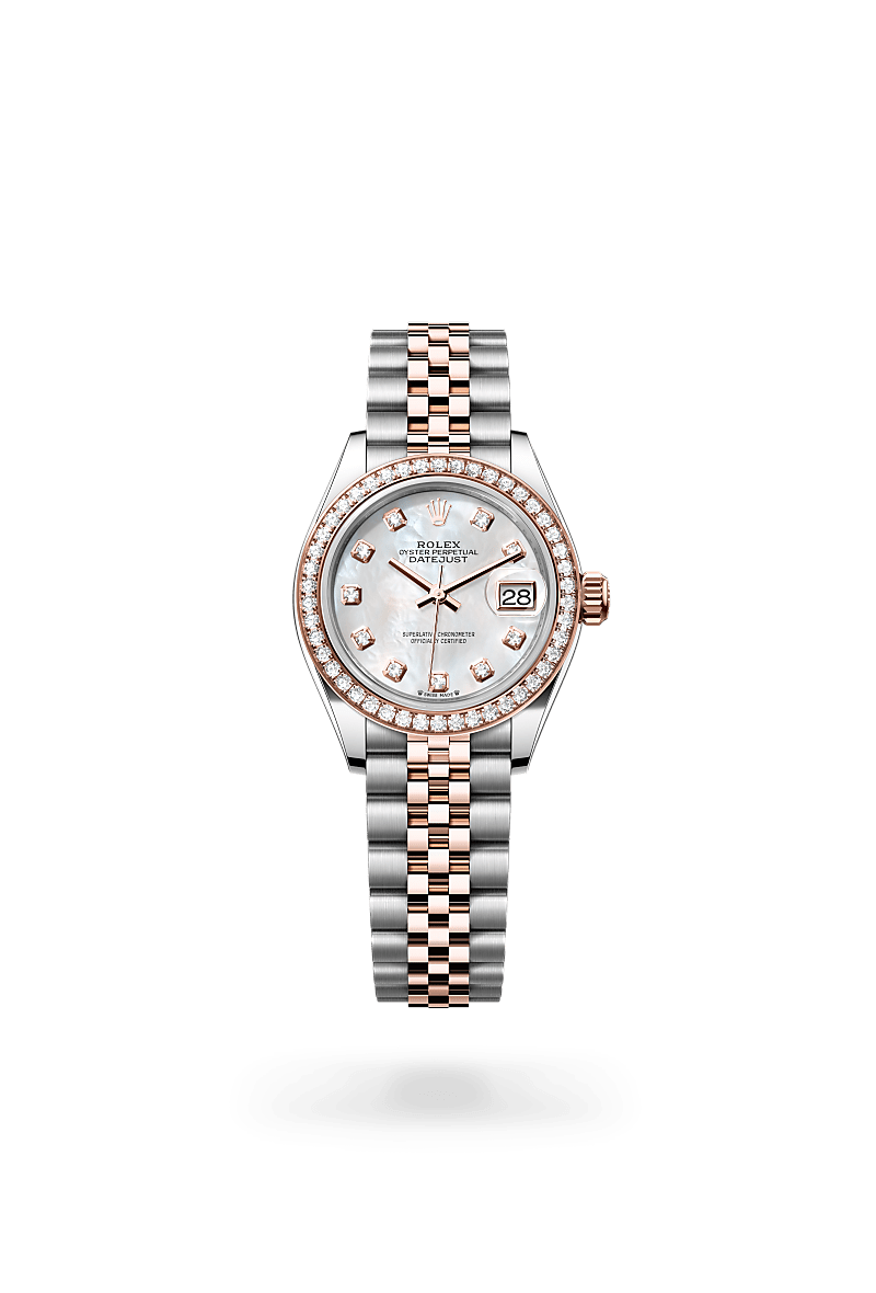 에버로즈 롤레조 - 오이스터스틸과 에버로즈 골드의 조합 소재의 롤렉스 LADY-DATEJUST 정면, M279381RBR-0013 - 나우워치