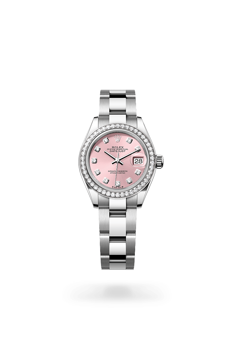 화이트 롤레조 – 오이스터스틸과 화이트 골드의 조합 소재의 롤렉스 LADY-DATEJUST 정면, M279384RBR-0004 - 나우워치